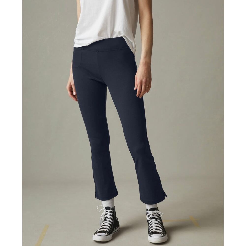American Giant Ponte Kick Flare Navy Pull On Pant 12